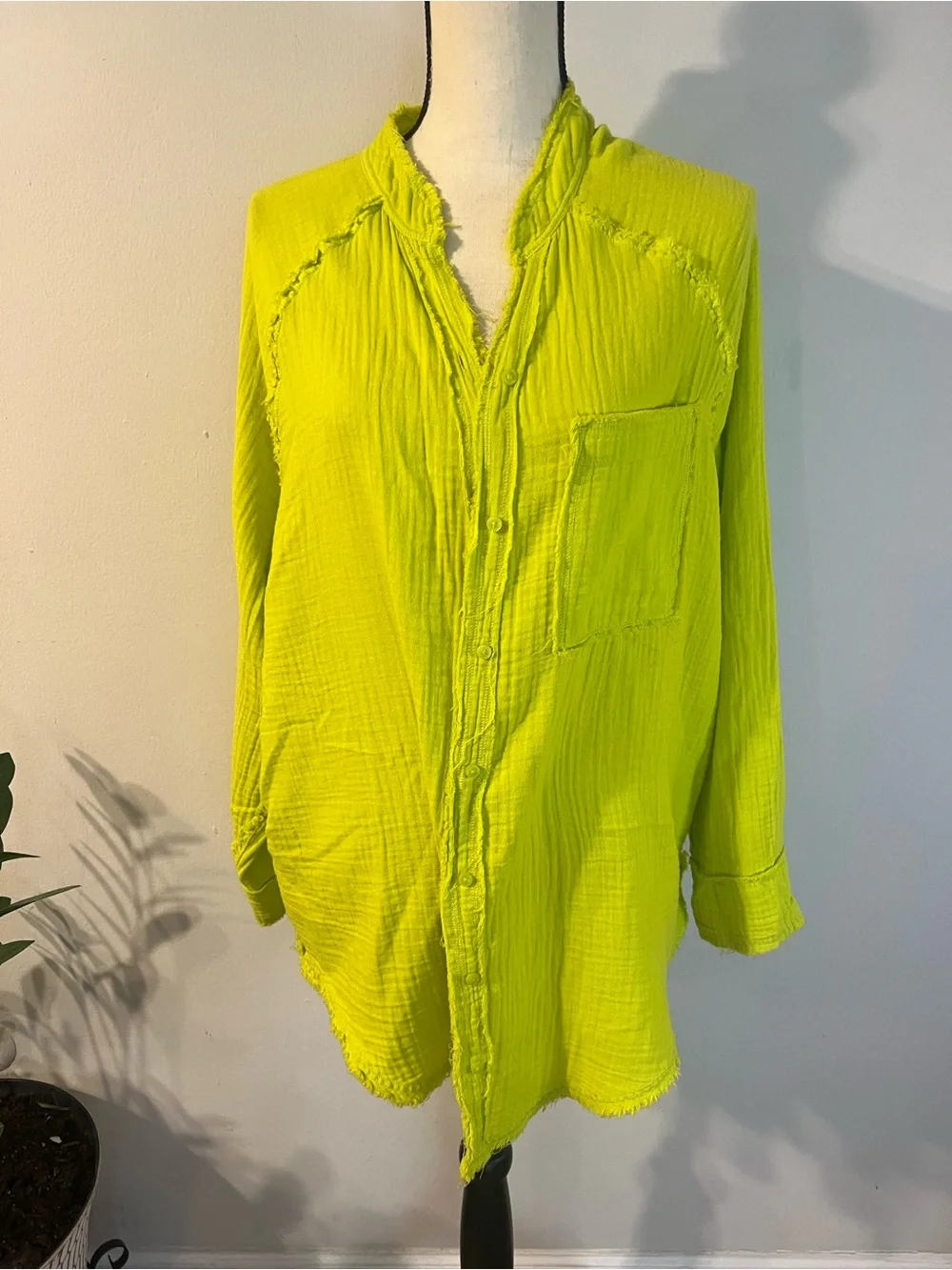 aerie Neon Lime Gauze Button-Front Swim Coverup - Picture 11 of 13